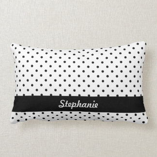 Personlig Black and White Polka dots Lumbarkudde