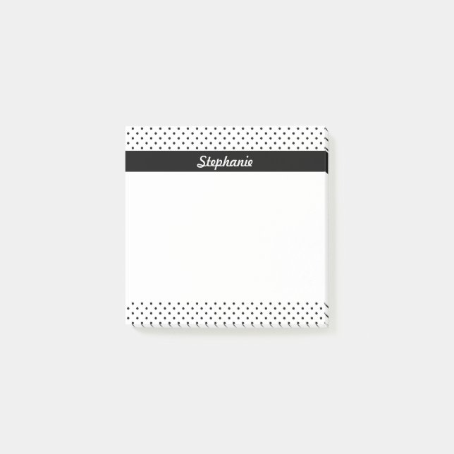 Personlig Black and White Polka dots Post-it Block (Framsida)