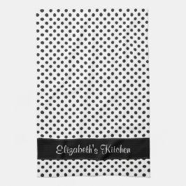 Personlig Black and White Polka-punkt Kökshandduk