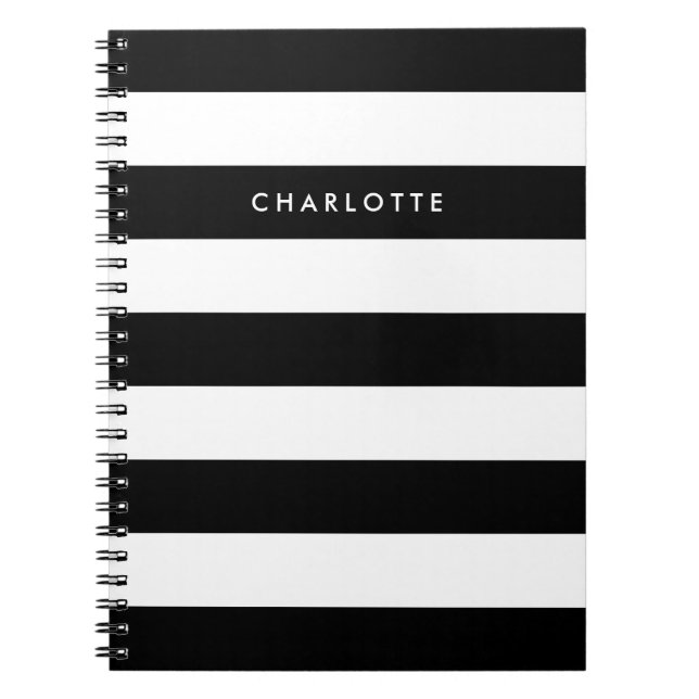 Personlig Black and White Rand Anteckningsbok (Framsidan)