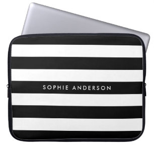 Personlig Black and White Rand Laptop Fodral