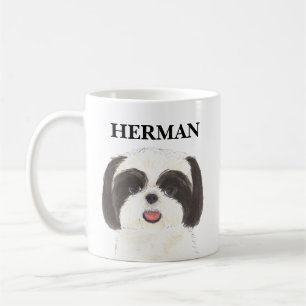 Personlig Black and White Shih Tzu Kaffemugg