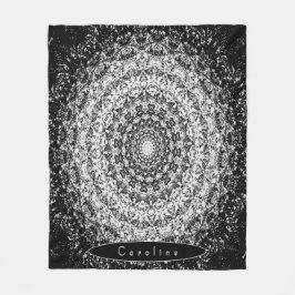 Personlig Black and White Stone Mandala Fleecefilt