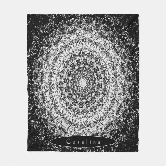 Personlig Black and White Stone Mandala Fleecefilt (Framsidan)