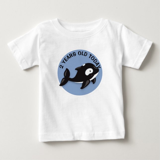 Personlig Black and White Whale Birthday T-shirt (Framsida)