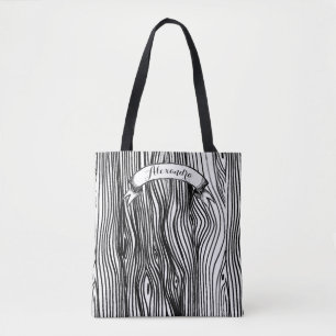 Personlig Black and White Wood Grain Mönster Tygkasse