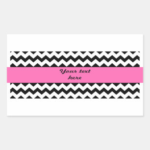 Personlig Black and White Zigzag Rektangulärt Klistermärke