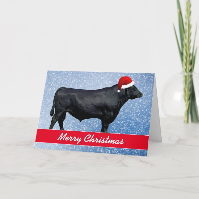 Personlig Black Angus och Snö Kort (Framsida)