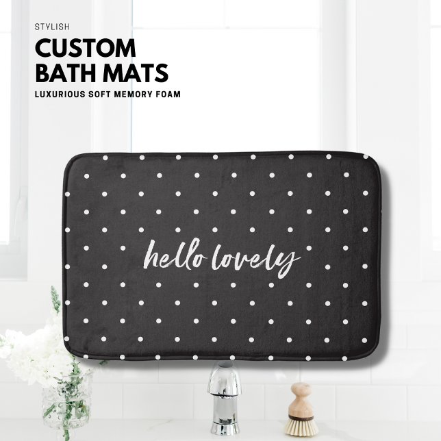 Personlig Black Bath Mat Small Polka dots Badrumsmatta (Skapare uppladdad)