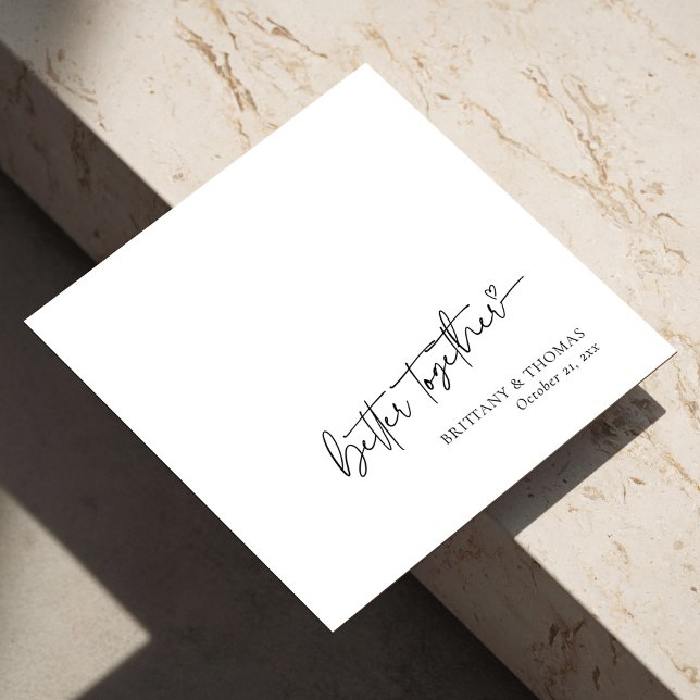 Personlig Black "Better Together" White Bröllop Pappersservett (Personalized Black 'Better Together' White Wedding Napkins)