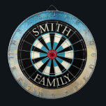 Personlig Black Blue Dart Board Darttavla<br><div class="desc">Skapa en personlig. Design erbjuder en modern men rustik vibe med en mängd blues,  beige och black färg. Du kan anpassa kortet med din familj namn eller text. Använda mallen för att skapa din egen personlig-kartong.</div>