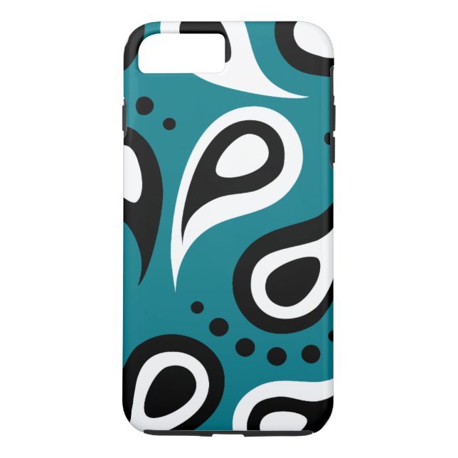 Personlig Black Blue & White Paisley Case-Mate iPhone Skal (Baksida)