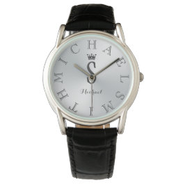 Personlig Black Brev Dial Silver-övertoning Armbandsur