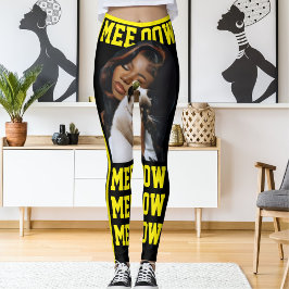 Personlig Black Bright Gult Pet Cat Mamma Photo Leggings