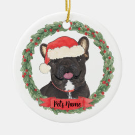 Personlig Black Brindle Frenchie Fransk Bulldog Julgransprydnad Keramik