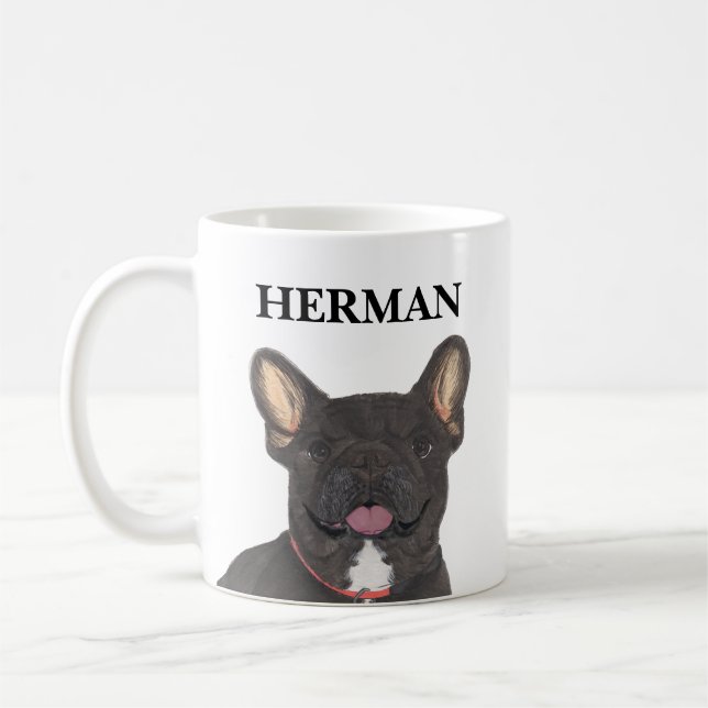 Personlig Black Brindle Frenchie Fransk Bulldog Kaffemugg (Vänster)
