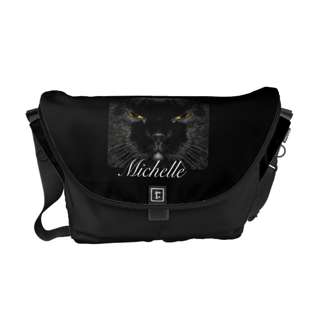 Personlig Black Cat Ansikte Messenger bag (Framsidan)