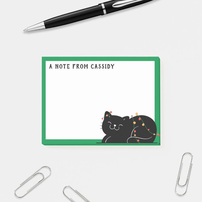 Personlig Black Cat-jul Post-it Block (Skapare uppladdad)