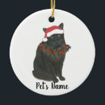 Personlig Black Cat Julgransprydnad Keramik<br><div class="desc">Gör den trevliga listan i år med ett namn på ditt favoritsvarta kattunge.</div>