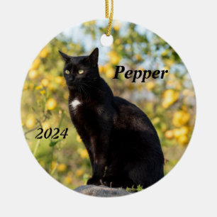 Personlig Black Cat Julgransprydnad Keramik