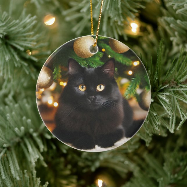 Personlig Black Cat längst fram i Julgran Julgransprydnad Keramik (Träd)