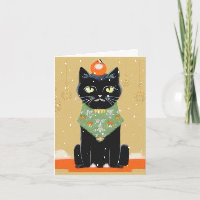 Personlig Black Cat med Attitydjul Helgkort (Framsida)