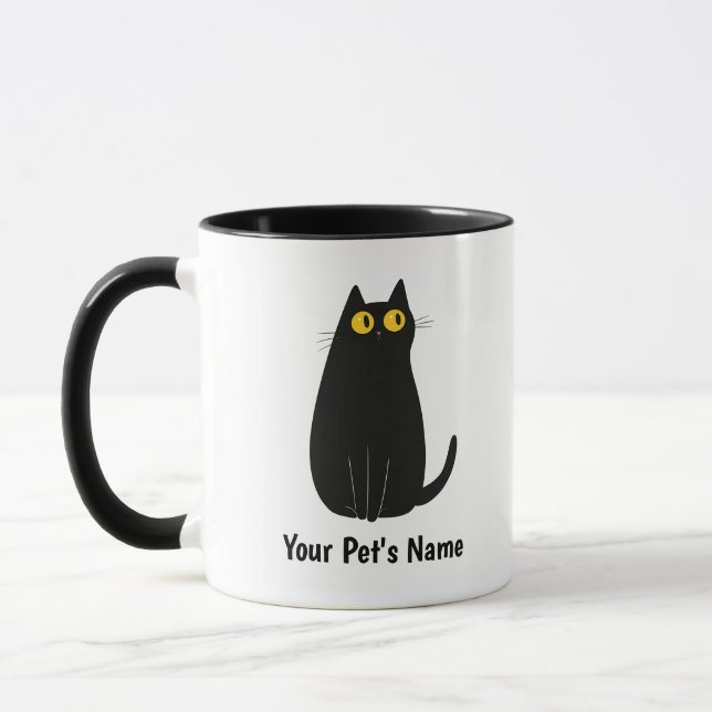 Personlig Black Cat Mugg - Add Namn, Cat Mamma Gif (Vänster)