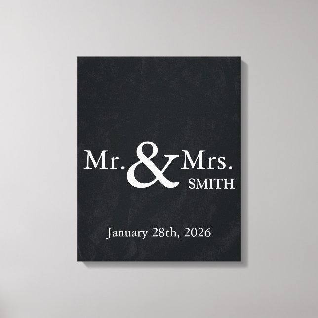 Personlig Black Chalkboard Bröllop Guestbook Canvastryck (Framsida)