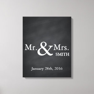 Personlig Black Chalkboard Bröllop Guestbook Canvastryck