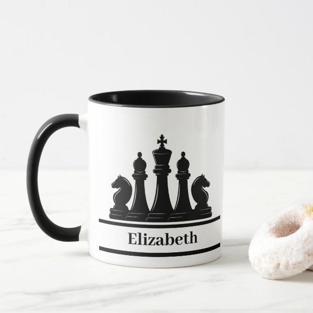 Personlig Black Chess Delar Mugg (Med munk)