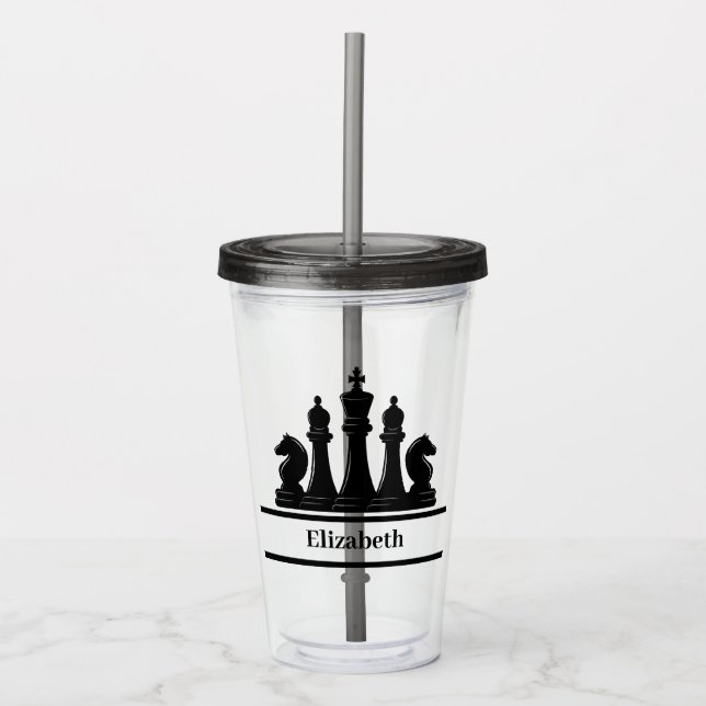 Personlig Black Chess Delar Take Away Mugg (Framsida)