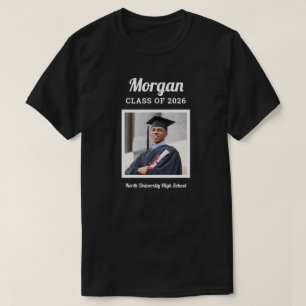 Personlig Black Class of 2022 Studenten Photo T Shirt