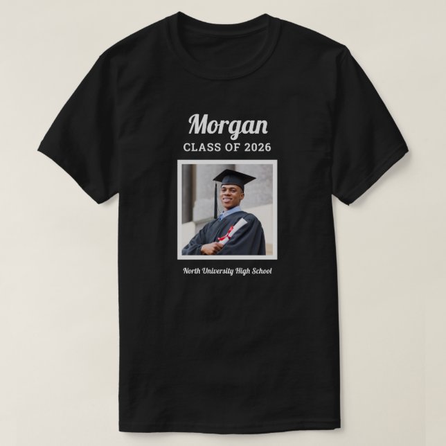 Personlig Black Class of 2022 Studenten Photo T Shirt (Design framsida)