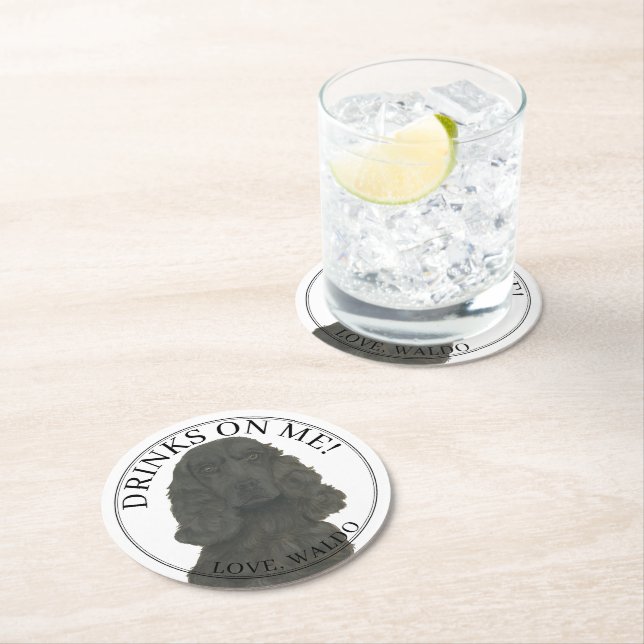 Personlig Black Cocker Spanska Hund Bröllop Underlägg Papper Rund (Insitu)