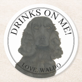 Personlig Black Cocker Spanska Hund Bröllop Underlägg Papper Rund