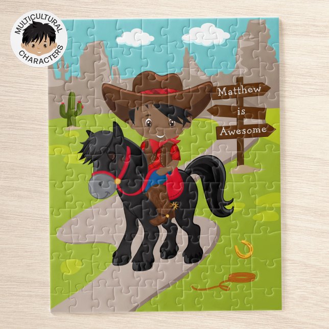 Personlig Black Cowboy Jigszle Puzzle Pussel (Skapare uppladdad)