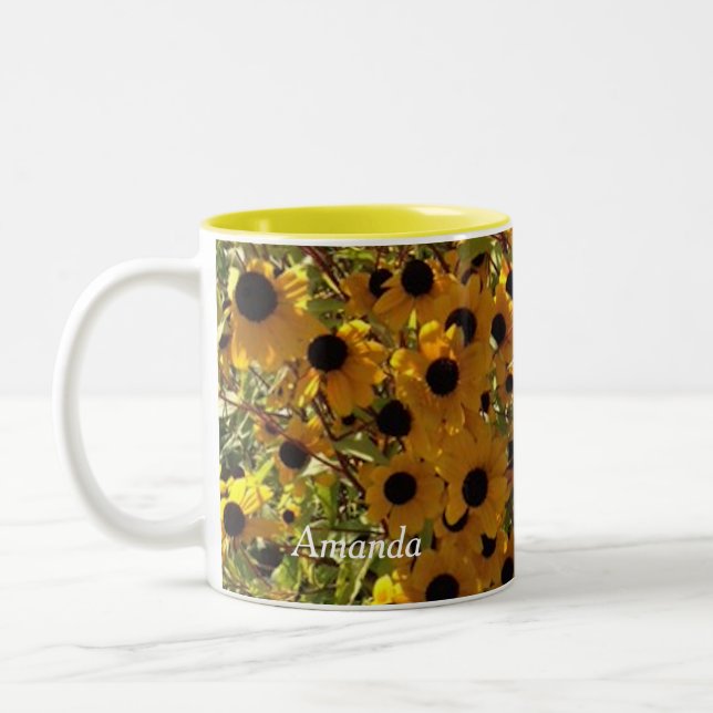 Personlig Black Eyed Susan Flowers Photo Mugg (Vänster)