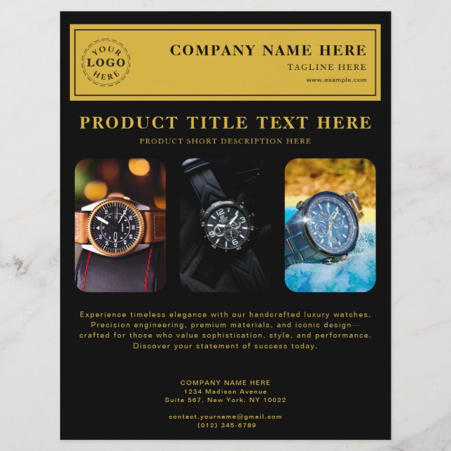 Personlig Black Flyer för produktmarknadsföring (Framsidan)