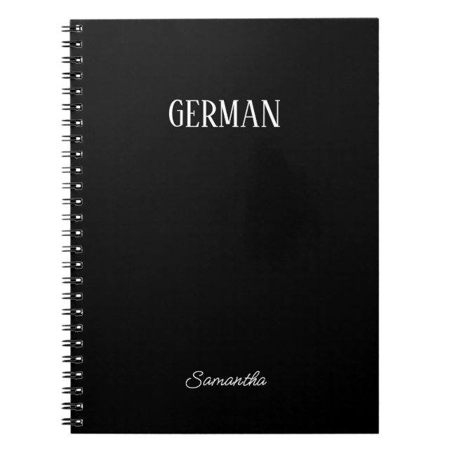 Personlig Black German Subjekt Notebook Anteckningsbok (Framsidan)