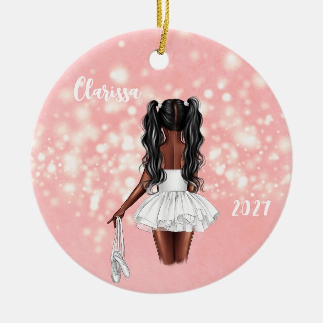 Personlig Black Girl Ballerina Ornament (Framsidan)