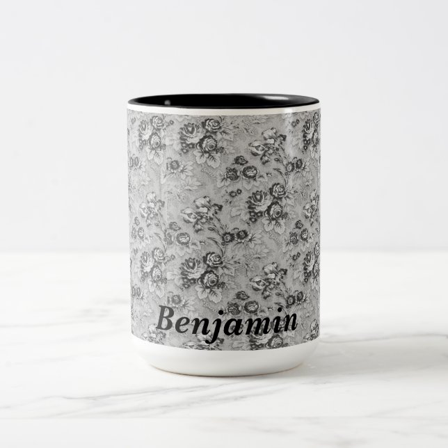 Personlig Black & Grått-Blommigtar Två-Tonad Mugg (Center)