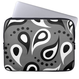 Personlig Black Grått & White Paisley Laptop Fodral