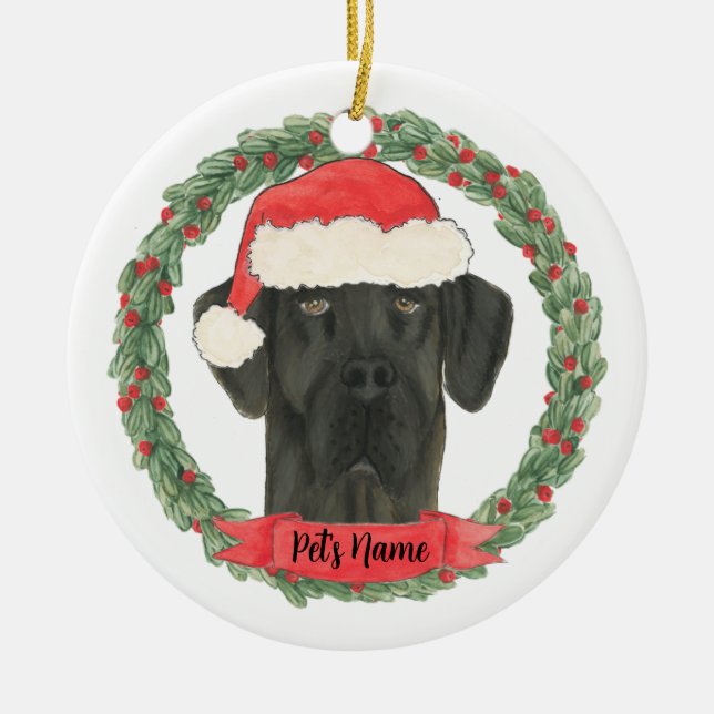 Personlig Black Great dane Julgransprydnad Keramik (Framsidan)