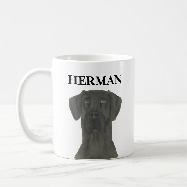 Personlig Black Great dane Kaffemugg (Vänster)