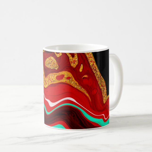 Personlig Black, Guld, Burgundy, Marble Art Kaffemugg (Framsida höger)