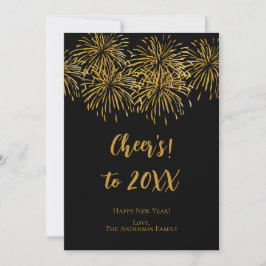 Personlig Black Guld Fireworks Gott nytt år Meddelande