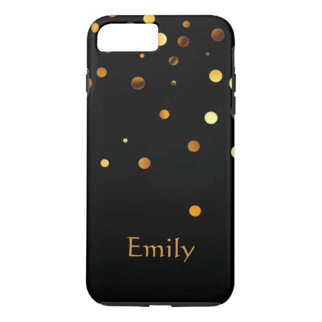 Personlig Black Guld Glitter Faux Confetti Case-Mate iPhone Skal (Baksida)