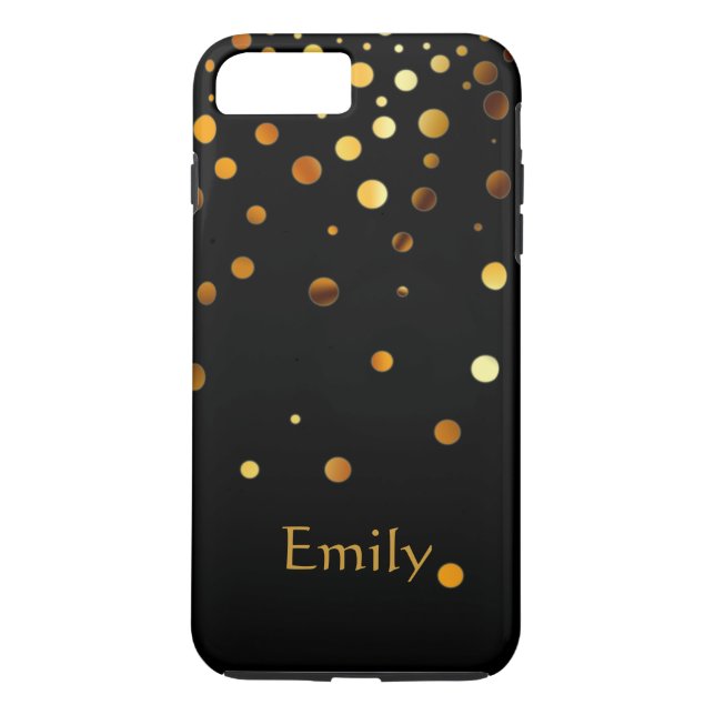 Personlig Black Guld Glitter Faux Confetti Case-Mate iPhone Skal (Baksida)