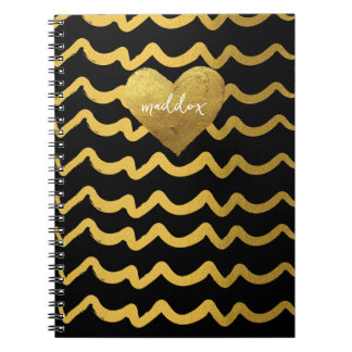 Personlig Black & Guld Glittery Rand Anteckningsbok