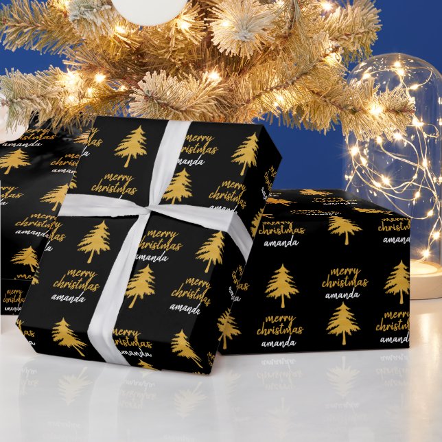 Personlig Black Guld God jul Gift Presentpapper (Helgdagar)